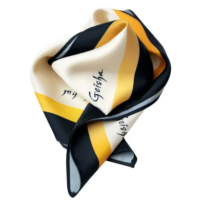 my Geisha Scarf

A classic accessory, the scarf is a must-have piece in a woman&#39;s wardrobe. It is suitable for all styles, both for an elegant outfit and for a casual, sporty or boho one. You can wear it around your neck or tied in your hair, but you can also use it to accessorize the handle of a bag. Made of fine satin, my Geisha scarf is lightweight and delightfully soft, offering you comfort and elegance at the same time. my Geisha scarf is a timeless piece that will certainly add style and a touch of originality to your wardrobe. Wear it with confidence and rediscover your femininity!
Dimensions (cm): 55x55 cm
Made in Romania
For: Women | Unisex
