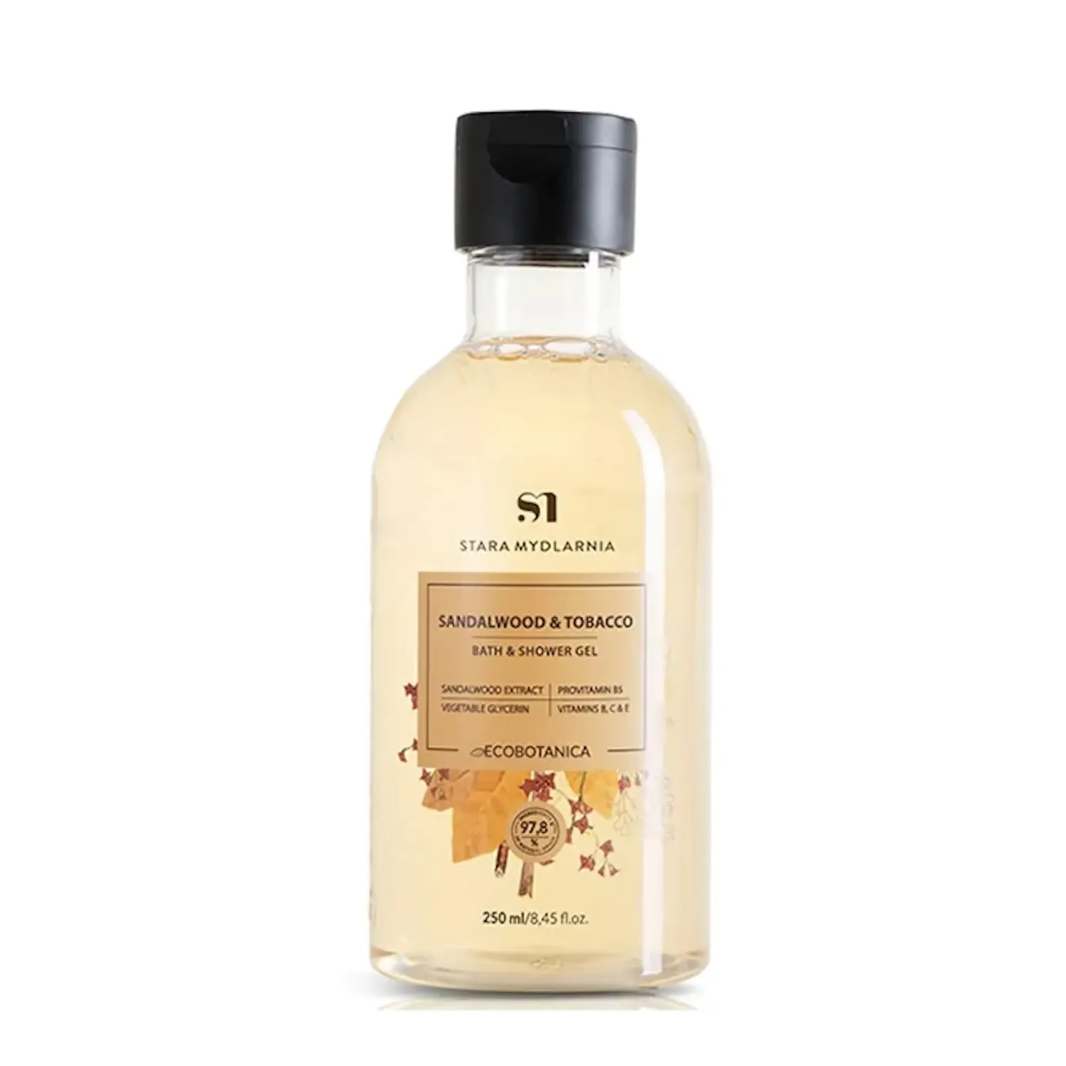 ECO-FRIENDLY | VEGAN ☆☆☆☆☆

Stara Mydlarnia Sandalwood &amp; Tobacco Bath &amp; Shower Gel

Sandalwood &amp; Tobacco Bath &amp; Shower Gel from Stara Mydlarnia (250 ml) contains opuntia ficus indica extract, vegetable glycerin and gentle cleansers with invigorating effect. The formula with panthenol soothes irritations and is recommended for all skin types.

Clean bodycare | Eco-friendly | Vegan
For: Women | Men | Unisex