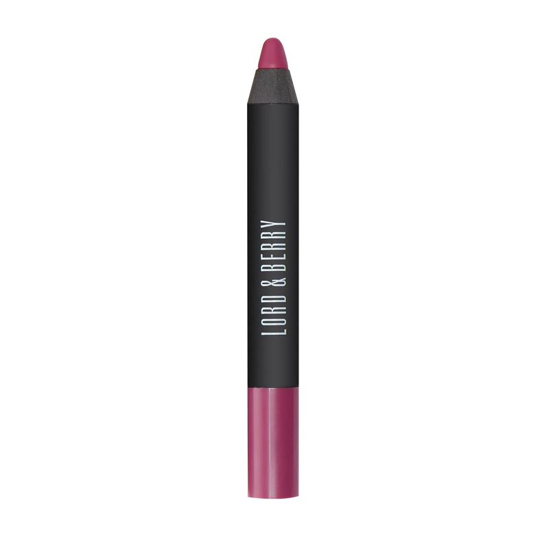 Lord &amp; Berry Long-Lasting Lip Pencil in a rich berry shade, shown with a close-up view of the pencil tip. This creamy, long-lasting formula ensures precise application and a smooth matte finish, ideal for creating dramatic, defined lips that stay vibrant throughout the day. Perfect for bold, statement lip looks.