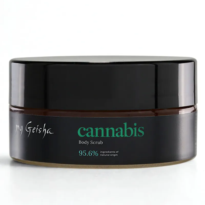 Cannabis Body Scrub by my Geisha UK — luxury exfoliating ritual for luminous skin.