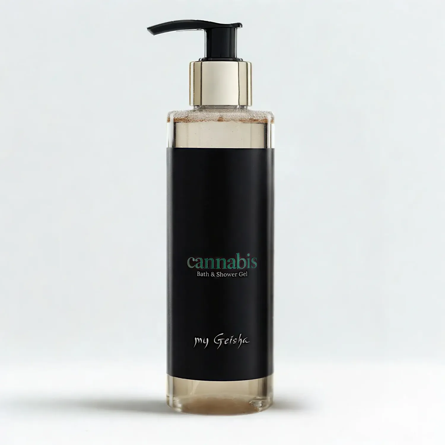 my Geisha Cannabis Bath &amp; Shower Gel with Cannabis seed oil and warm tobacco, coffee, and oud notes