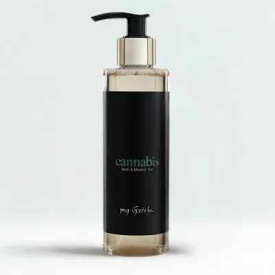 my Geisha Cannabis Bath &amp; Shower Gel with Cannabis seed oil and warm tobacco, coffee, and oud notes