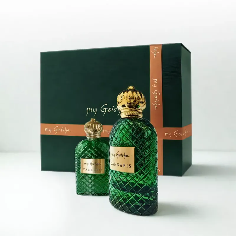 my Geisha Cannabis Gift Set featuring 50ml and 100ml signature perfume