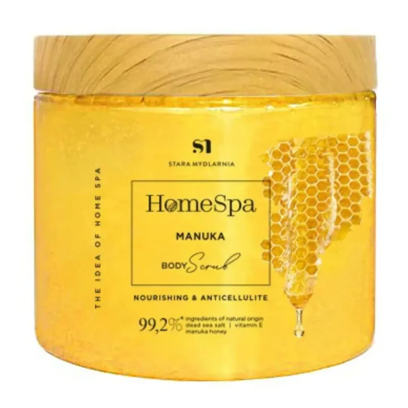 Stara Mydlarnia Manuka Body Scrub
Manuka honey body scrub, from Stara Mydlarnia (260g), contains salt crystals from the Dead Sea, vitamin E, grape seed oil and delicious honey. Massaging with it removes dead cells, stimulates micro-circulation, cleanses and smooths the skin. High glycerin content moisturizes the skin and the sunflower seed oil has anti-ageing and moisturizing properties. Its formula contains 99.2% ingredients of natural origin.
Clean bodycare | Eco-friendly | Vegan
For: Women | Men | Unisex
Size: 260 g
