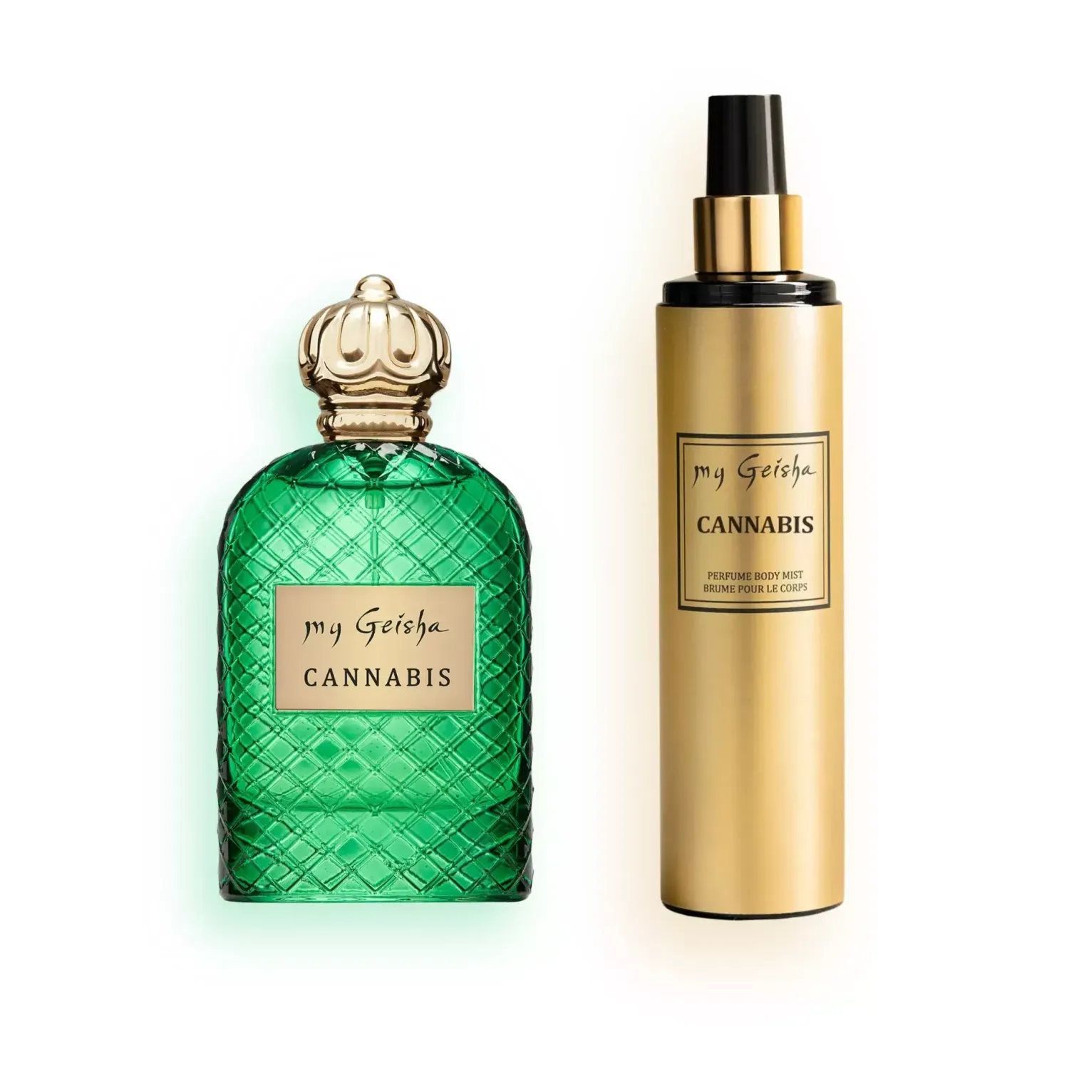 Cannabis Perfume Duo by my Geisha featuring Extrait de Parfum 100ml and body mist 250ml