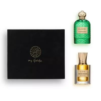 my Geisha Free Love Set featuring Cannabis Extract de Parfum (100 ml) and Troublemaker Huile de Parfum Premium (14 ml)