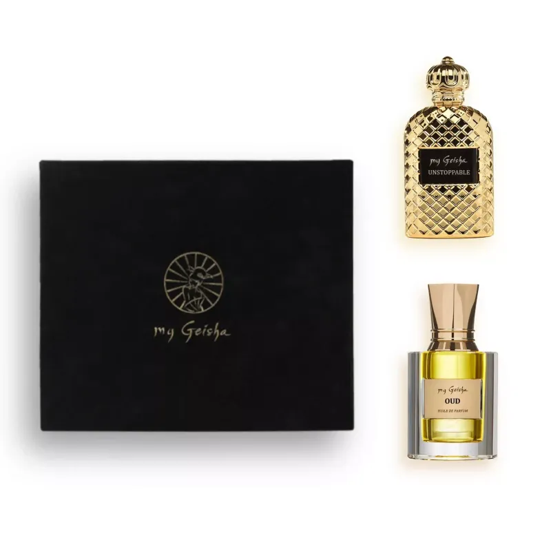 my Geisha Spicy Obsession Set featuring Unstoppable Extrait de Parfum 100ml  and Oud Huile de Parfum Premium Edition 14ml