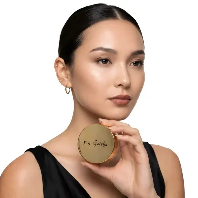 Lifestyle photoshoot of my Second Skin Mineral Powder SPF 30 by my Geisha