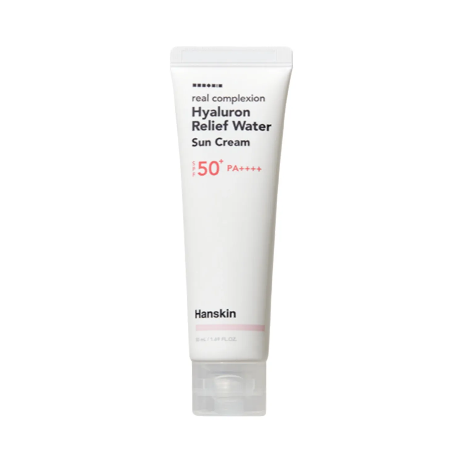 Hanskin Real Complexion Hyaluron Relief Water Sun Cream SPF 50+ PA++++ tube - front view