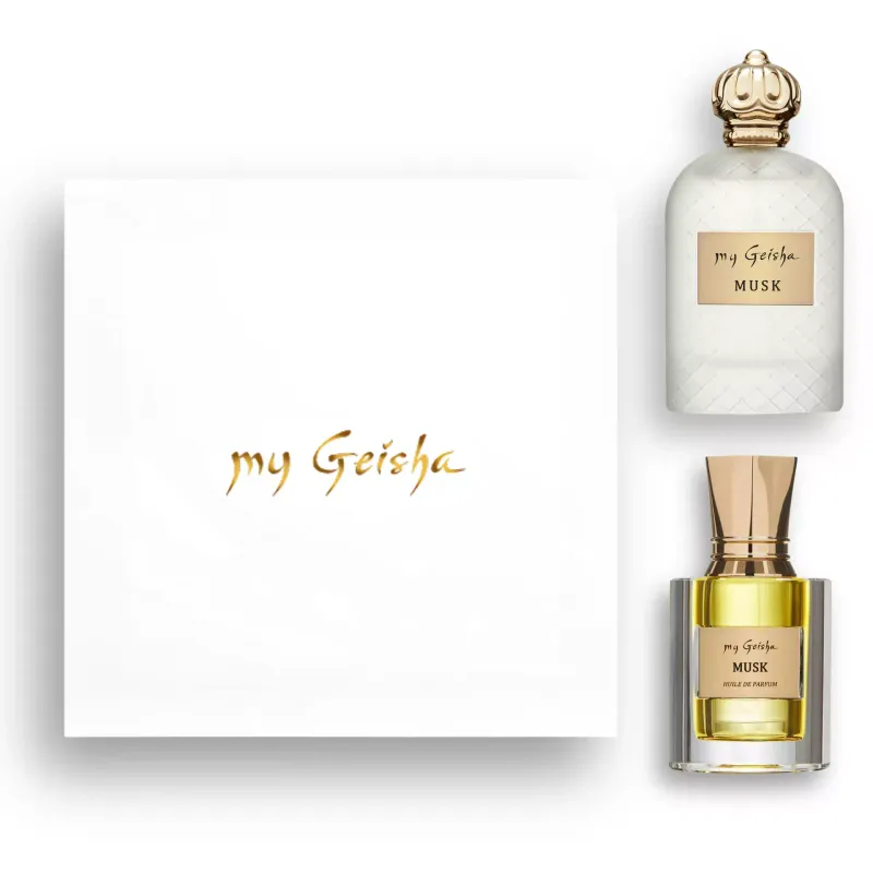 my Geisha UK Musk Signature Ritual with Musk Extrait de Parfum and Musk Huile de Parfum Premium Edition.