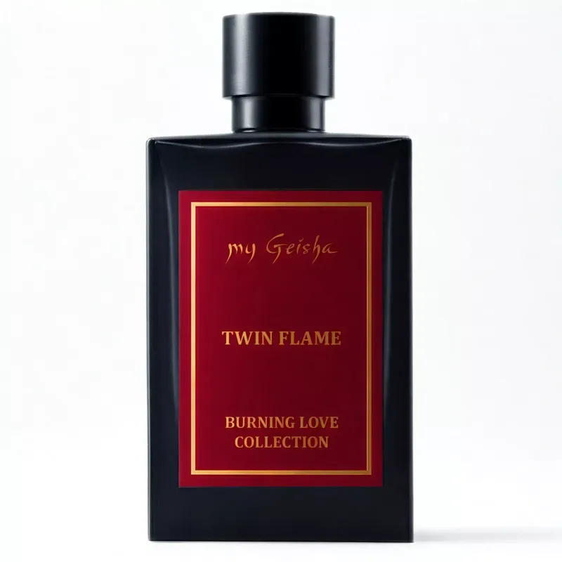 Twin Flame my Geisha extrait perfume – elegant musky-amber scent symbolising passion, balance and refined longevity.