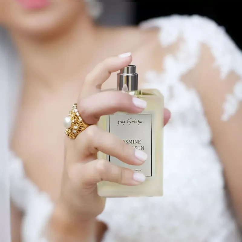 my Geisha Jasmine in the Sun wedding day perfume with floral amber notes