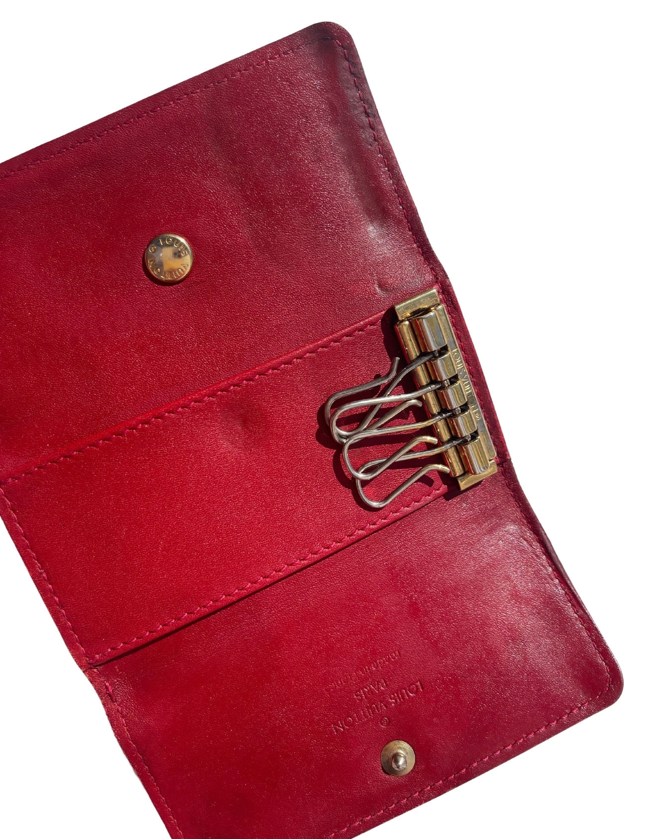 Vintage Louis Vuitton Dark Red Vernis Monogram 4 Key Holder TS1131