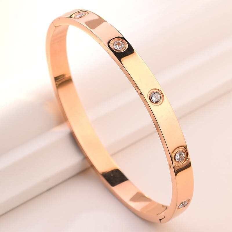 Round Titanium Steel Plating Zirkon Bangle in different colours