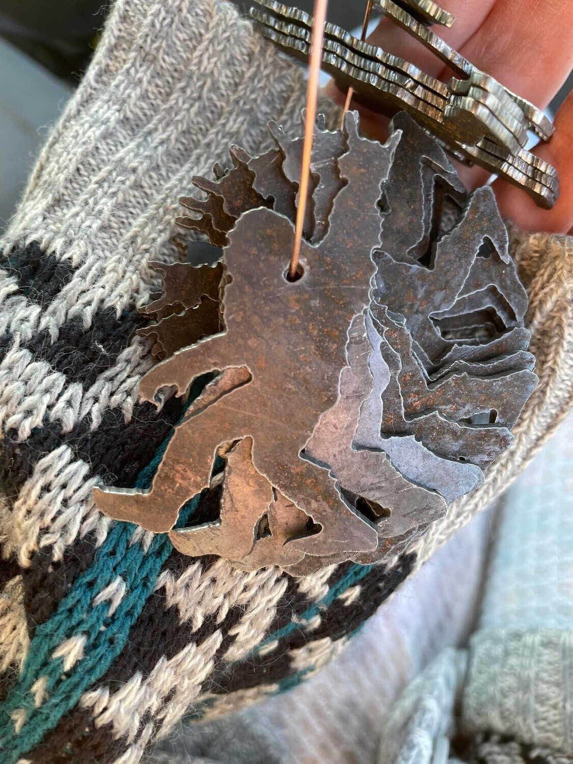Bigfoot rock on keychain