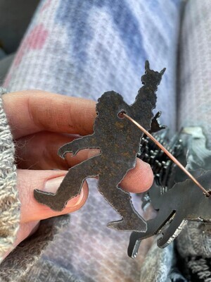 Bigfoot rock on keychain