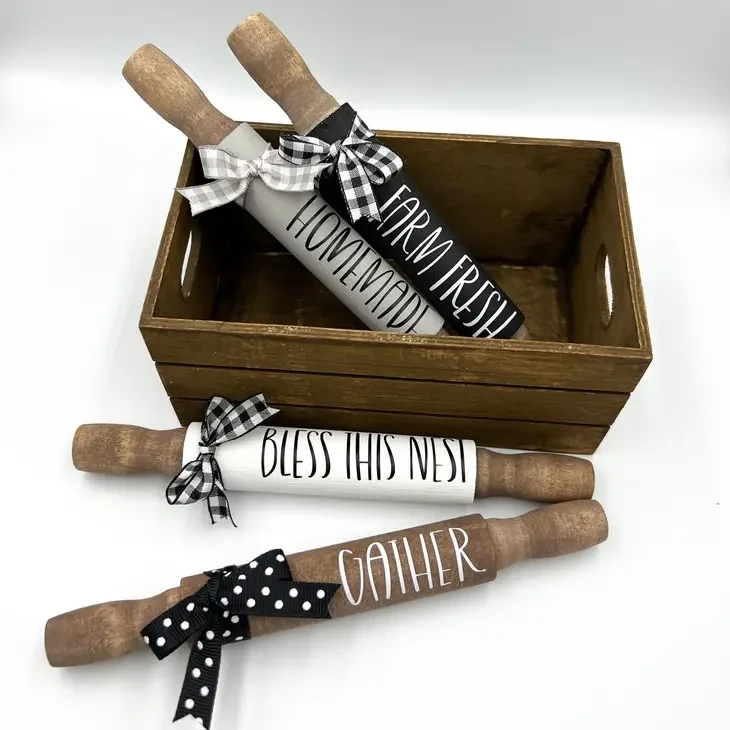 Natural Stained Decorative Mini Rolling Pin &amp; Inch