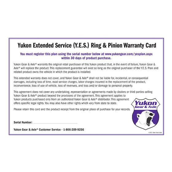 Yukon Extended Service plan for ring &amp; pinion