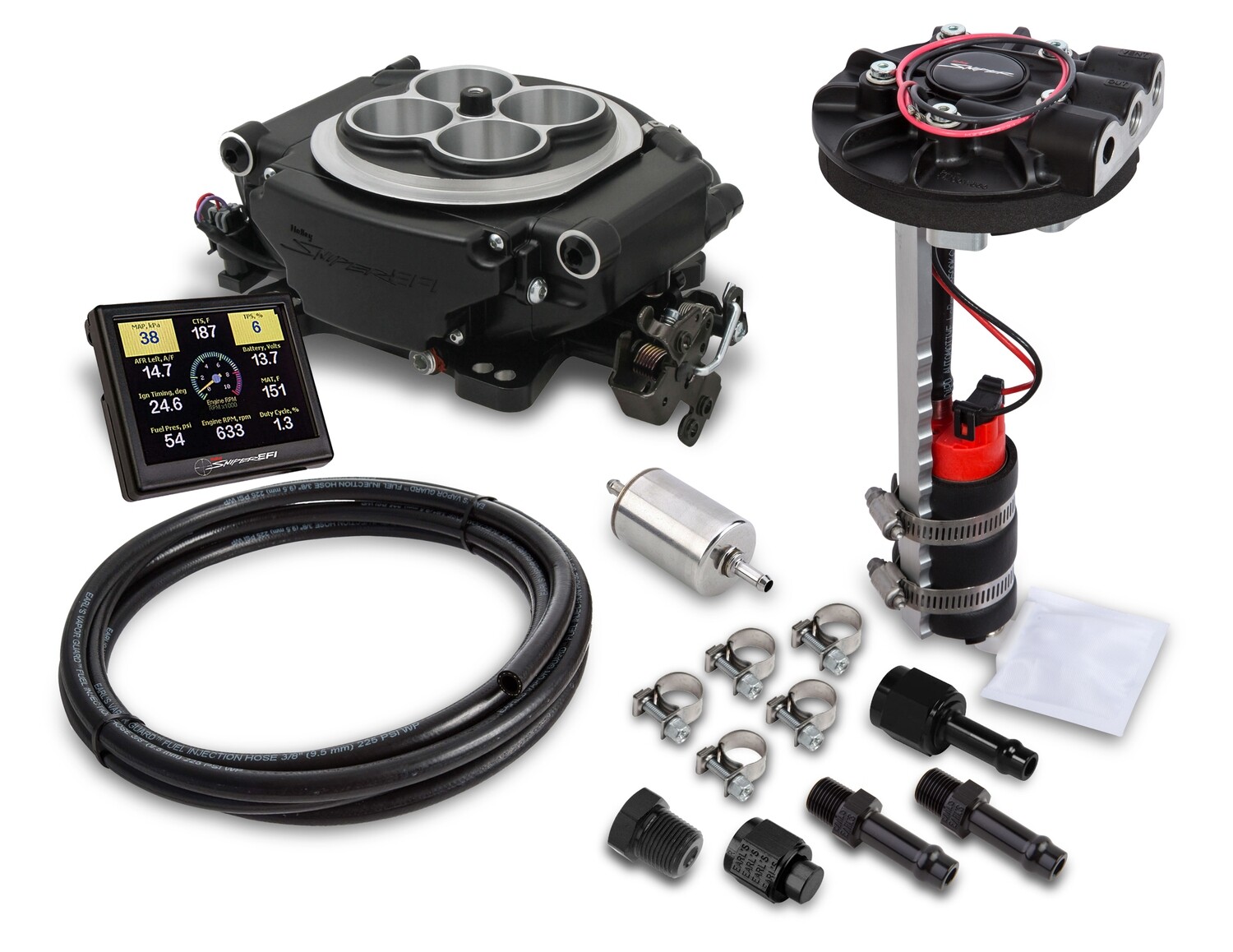 Holley Sniper EFI Returnless Master Kit - Black Ceramic

Holley Sniper 4 Barrel Fuel Injection Conversion - Self-Tuning Master Kit + Handheld EFI Monitor - Black Ceramic Finish
