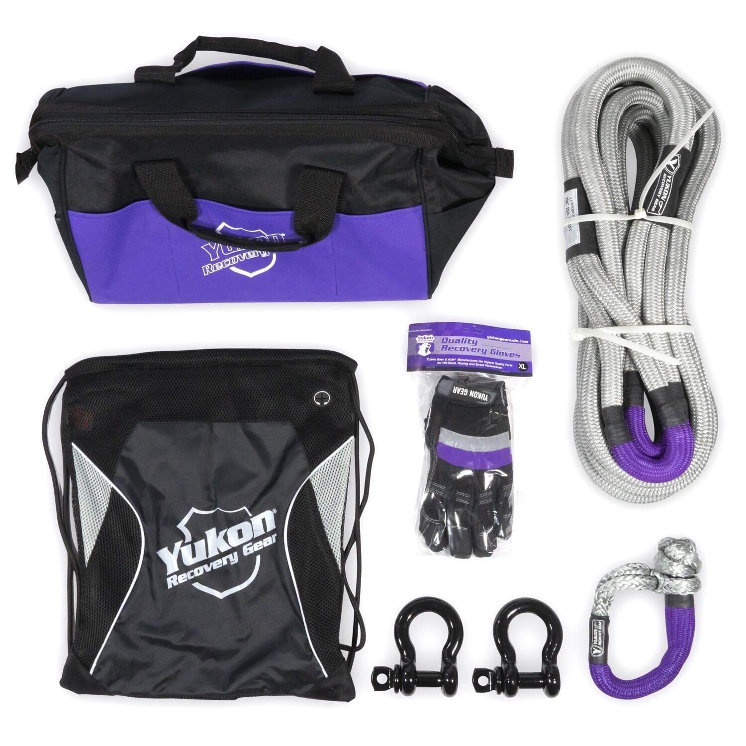 Yukon Recovery Gear Kit with 7/8″, 30-Foot Long Kinetic Rope, Shackles, &amp; More