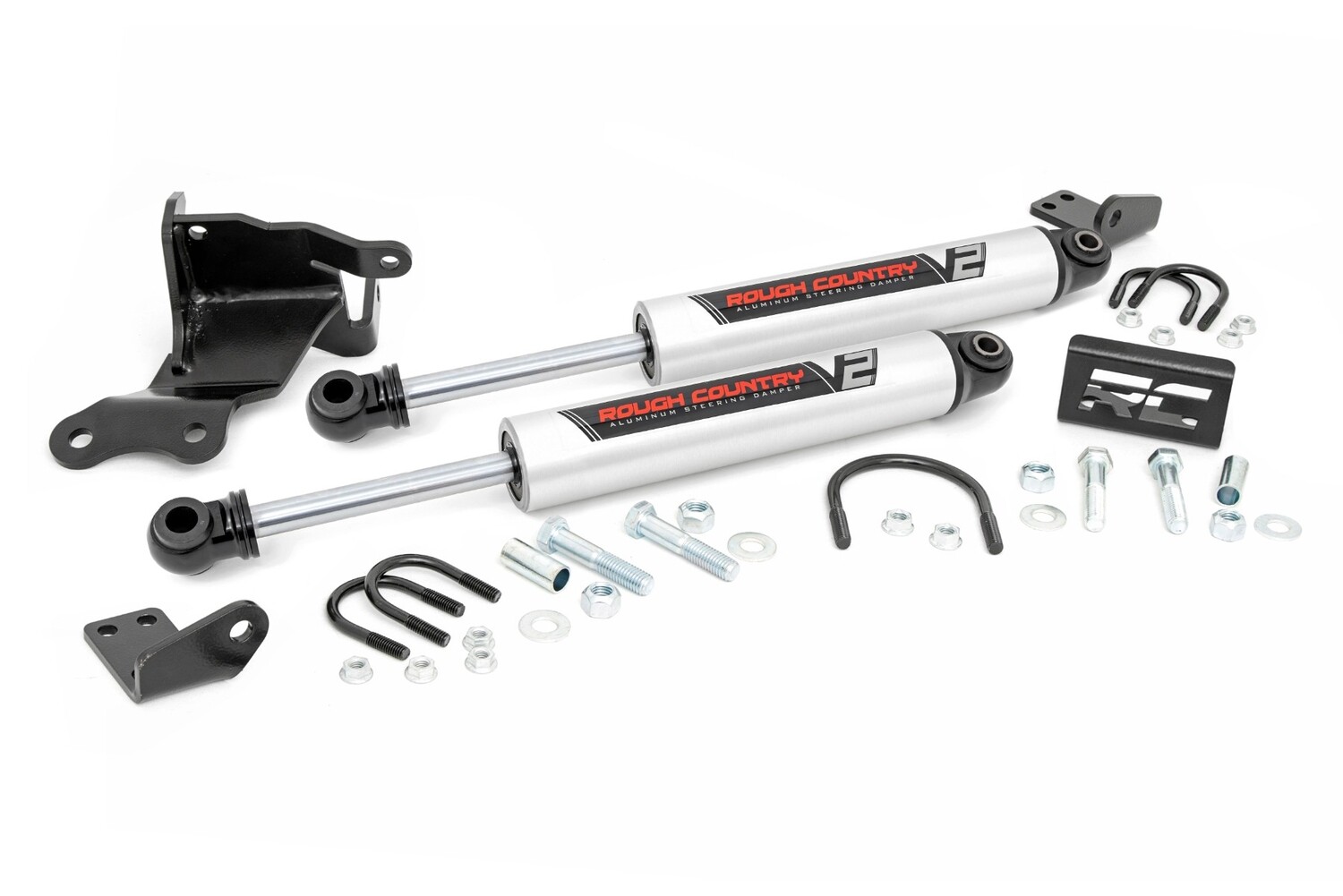 Rough Country V2 Steering Stabilizer Dual | 2.5-8 Inch Lift | Jeep Gladiator JT (20-22)/Wrangler JL (18-23)