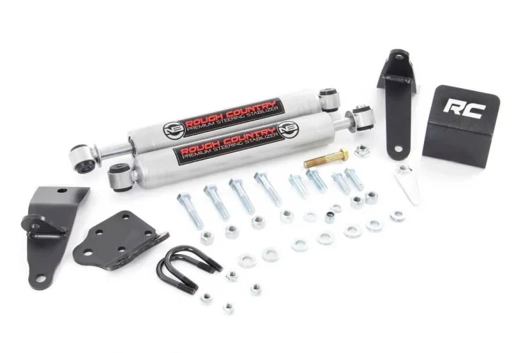 Rough Country V2 Steering Stabilizer Dual | 2-8 Inch Lift | Ram 2500 (10-13)/3500 (10-12)