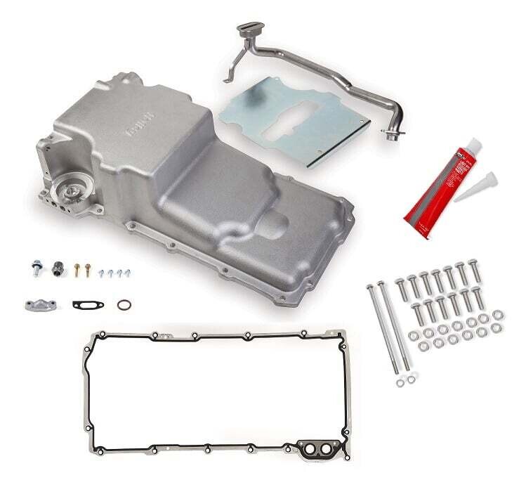 Holley LS Swap Oil Pan with Gasket &amp; Bolts Kit - additional front clearance