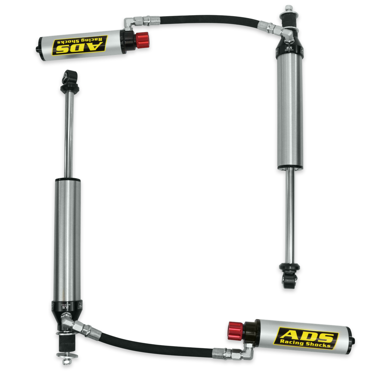 ADS Direct Fit Race Shocks - Rear  2007-2017 Jeep Wrangler 2WD/4WD - 2.5 in. Shocks - 3-4 in. Lift - Remote Reservoir - Compression Adjuster