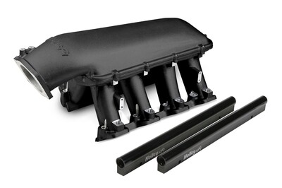 Holley Hi-Ram Intake - GM LS3/L92 - Black  EFI Hi-Ram Intake for 1 x 105mm GM LS3/L92 Throttle Body - Longitudinal Mount Plenum Top