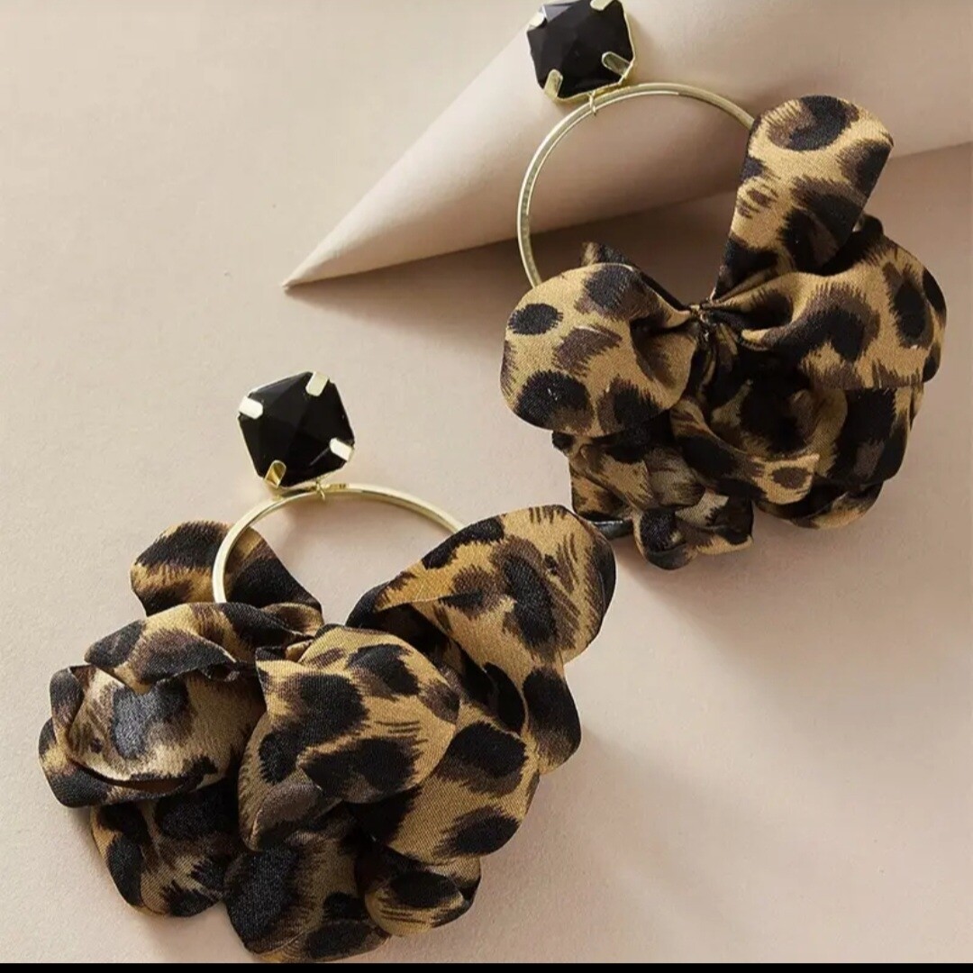 Leopard Fabric Lightweight  Statement Earrings.