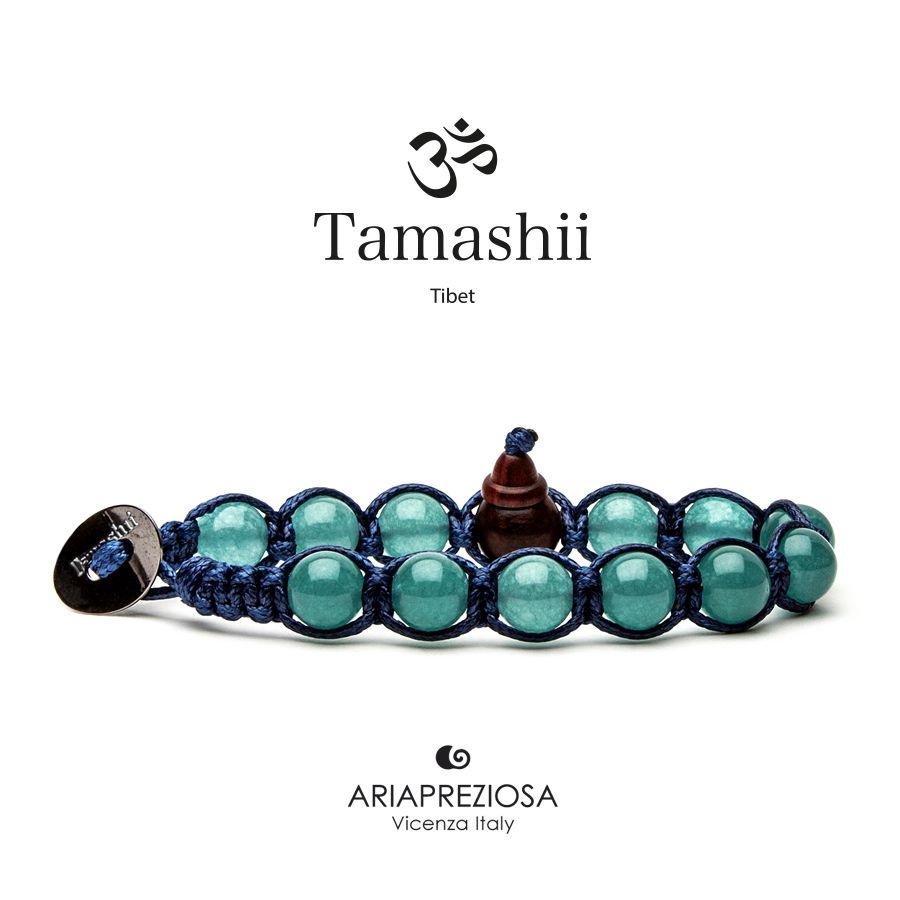 Tamashii Bracciale Giada Verde Lago - Base Blu