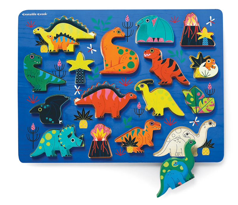 Crocodile Creek Dino Wood Puzzle And Playset