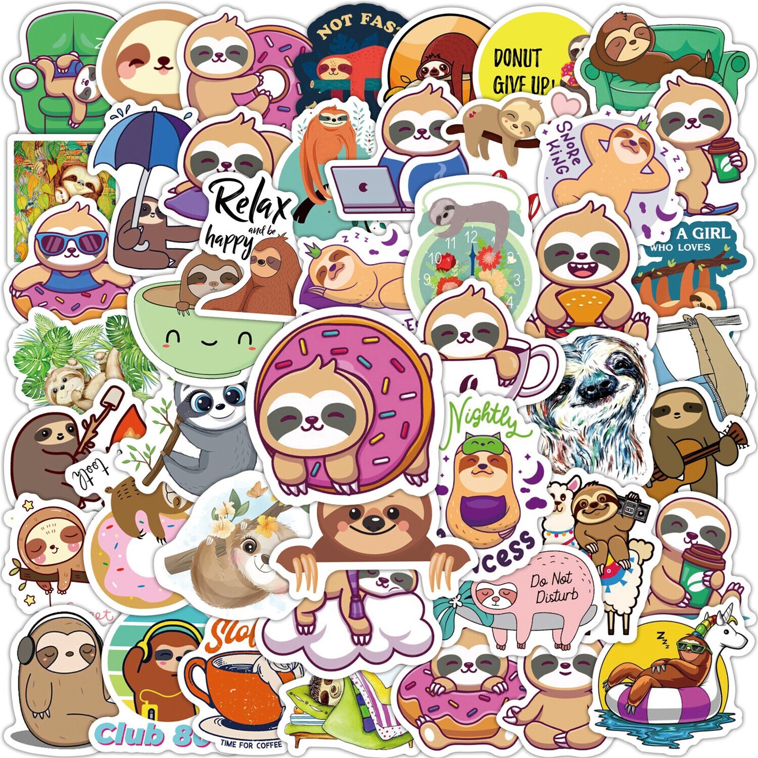 50 Sloth Stickers