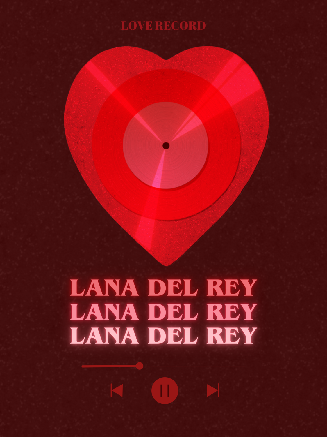&quot;Lana Del Rey&quot; Heart Vinyl Poster (Classic Red)