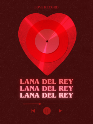 &quot;Lana Del Rey&quot; Heart Vinyl Poster (Classic Red)