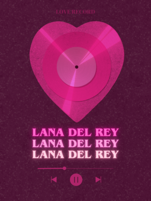 &quot;Lana Del Rey&quot; Heart Vinyl Poster (Pink)