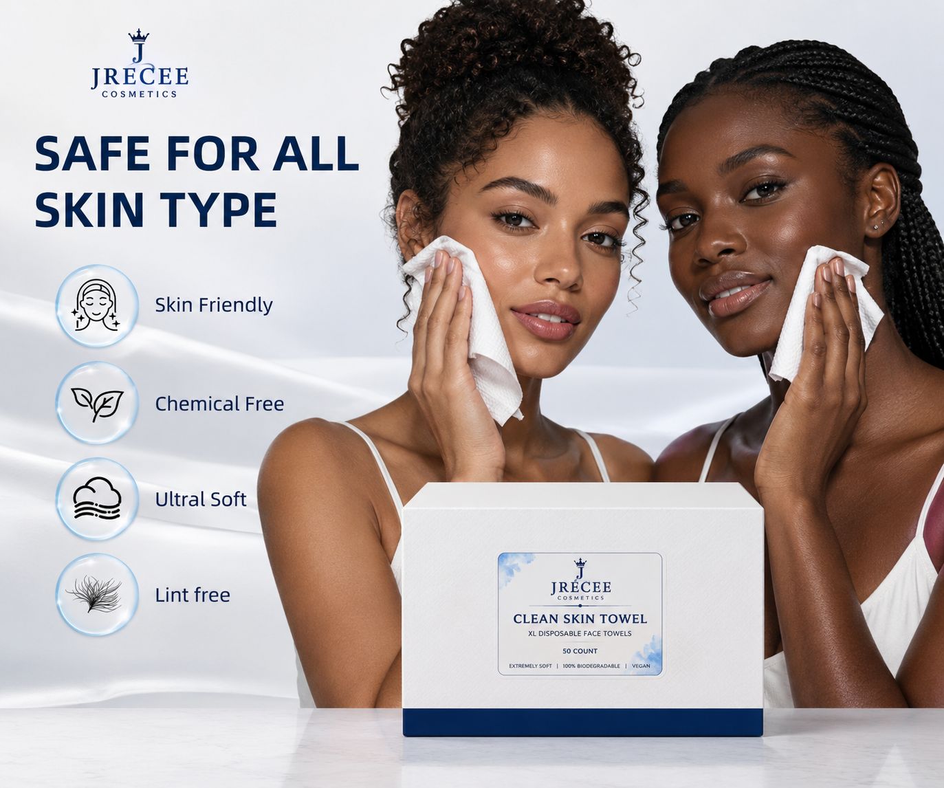 JRECEE Cosmetics Clean Skin Towels