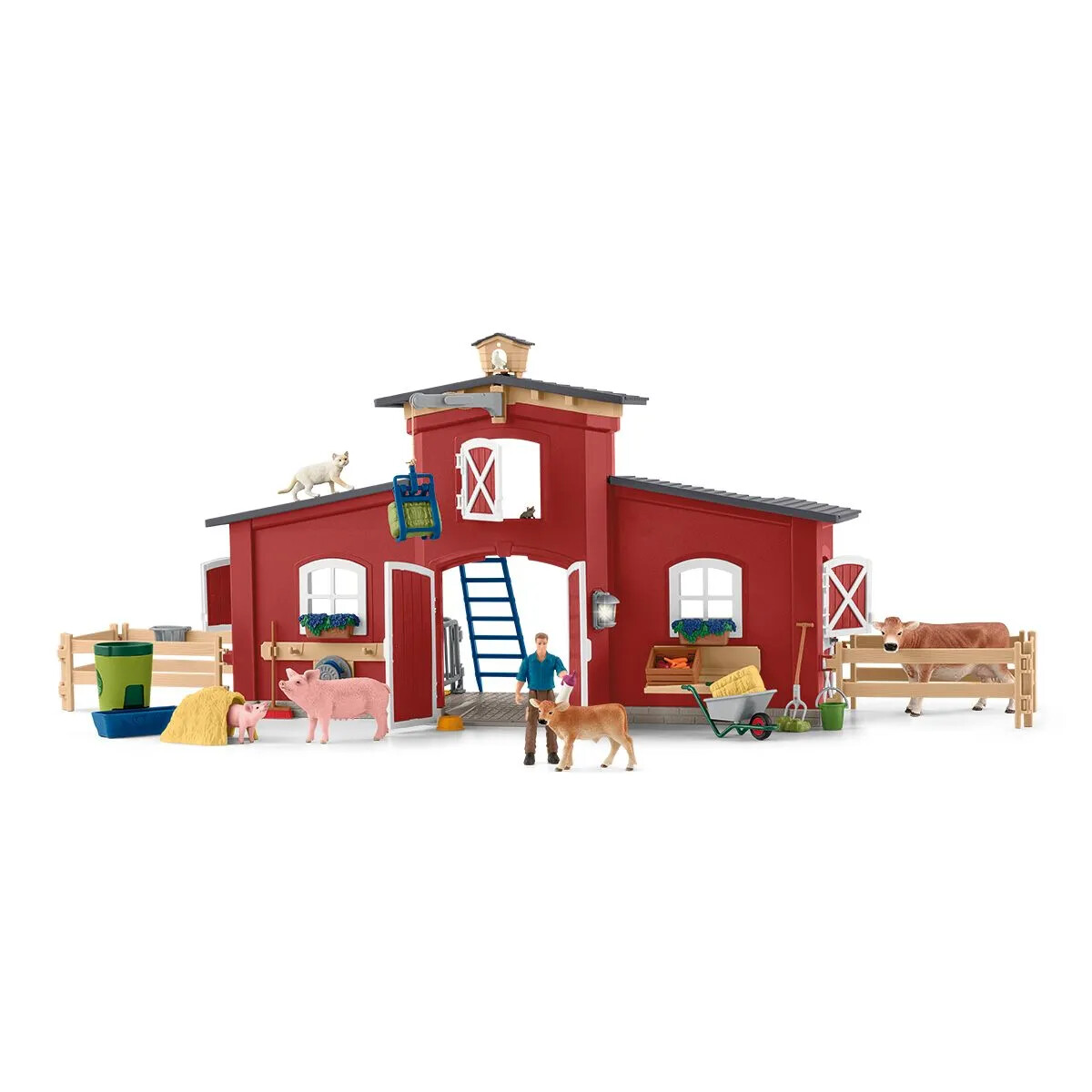 Farm World - Large Red Barn with Animals and Accessories