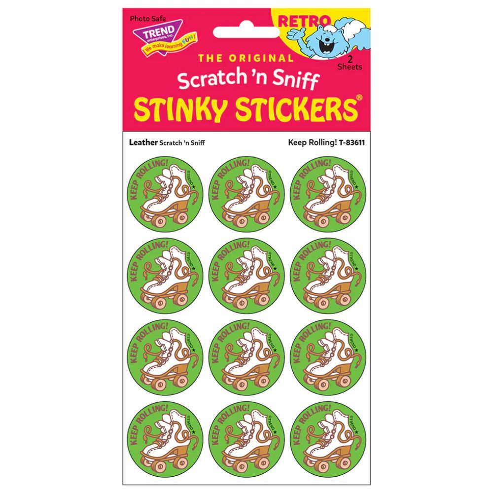 Scratch &#39;N Sniff Stinky Stickers - Keep Rolling, Leather