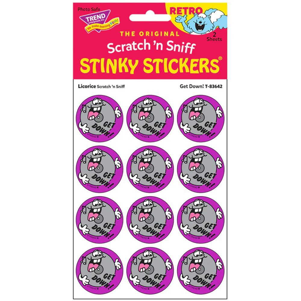 Scratch &#39;N Sniff Stinky Stickers - Get Down, Licorice