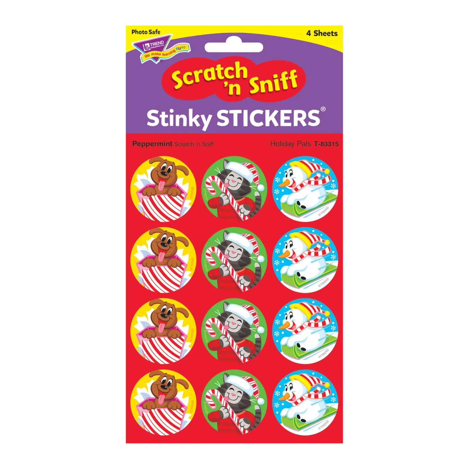 Scratch &#39;N Sniff Stinky Stickers - Peppermint Holiday Pals