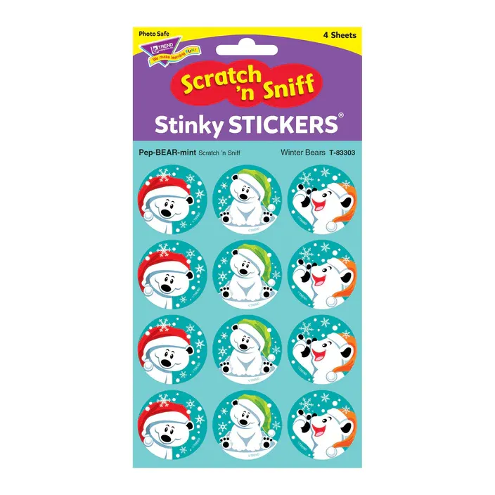Scratch &#39;N Sniff Stinky Stickers - Pep-BEAR-mint