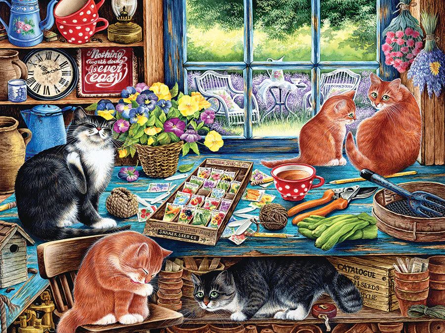 35pc: Tray Puzzle - Garden Shed Cats