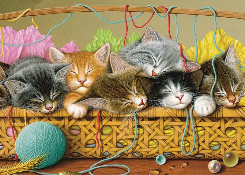 35pc: Tray Puzzle - Kittens in Basket