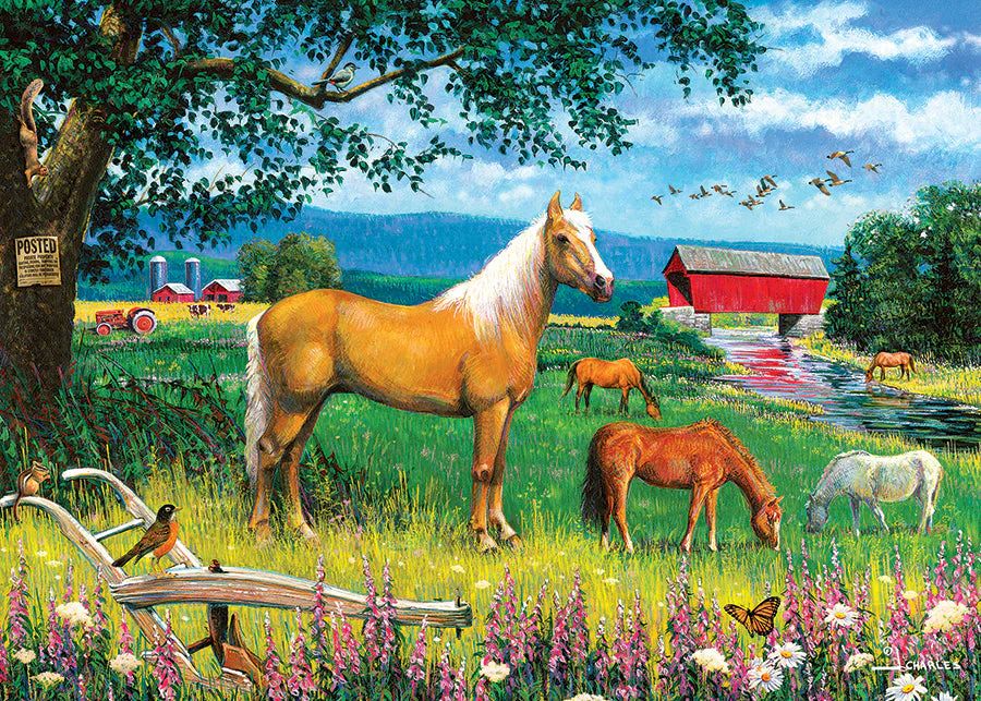35pc: Tray Puzzle - Horses in the Field