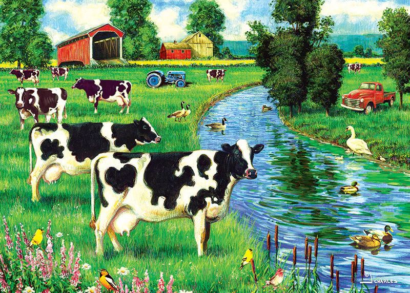 35pc: Tray Puzzle - Cow Stream