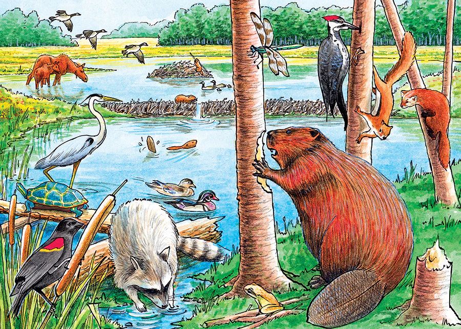 35pc: Tray Puzzle - Beaver Pond