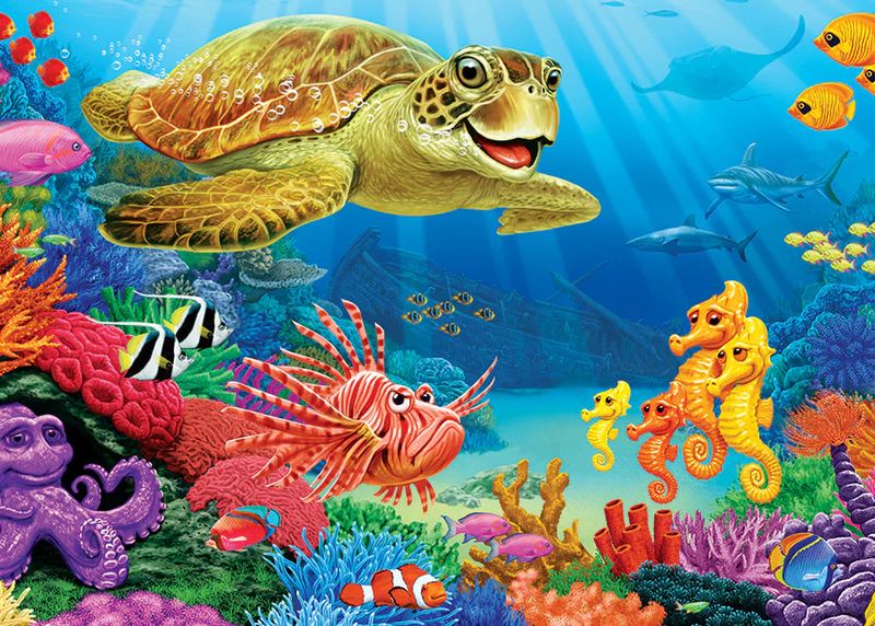 35pc: Tray Puzzle - Undersea Turtle