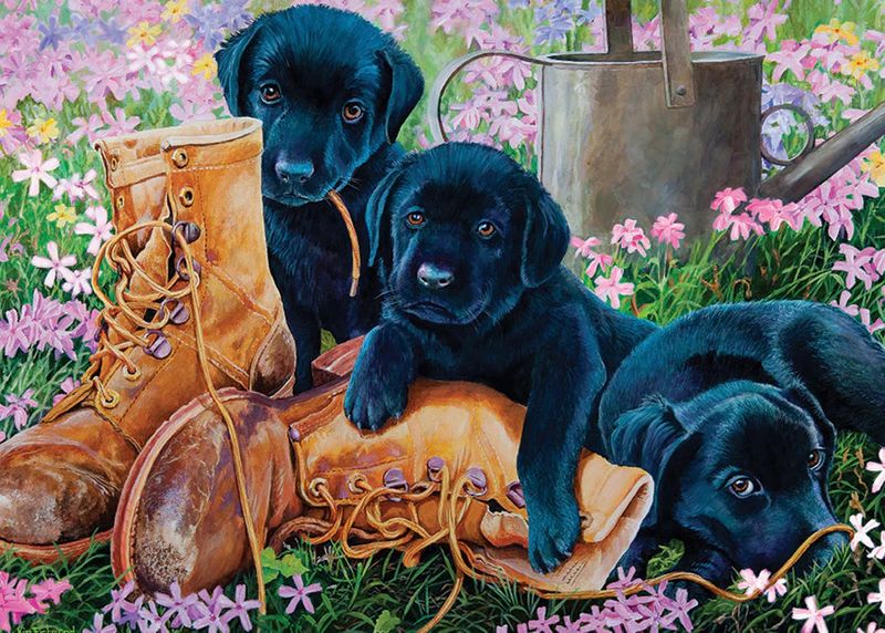 35pc: Tray Puzzle - Black Lab Puppies