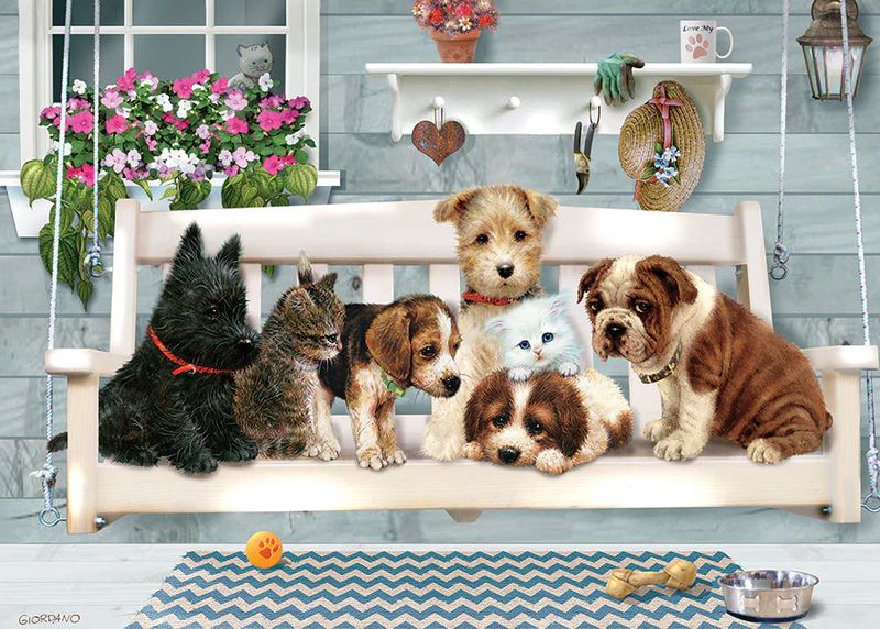 35pc: Tray Puzzle - Porch Swing Buddies